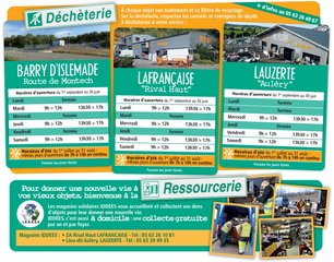 Horaires des déchèteries et ressourceries